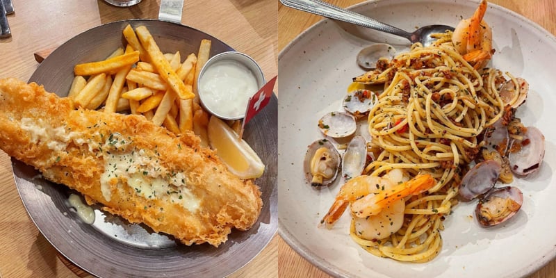 Fish And Chips and Seafood Spaghetti Aglio Olio At Fish & Co. Tampines 1