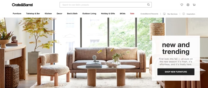 Homepage Of Crate And Barrel
