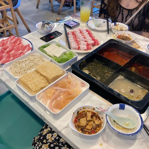 Ingredients And Hot Pot Set Up At Ting Yuan Hotpot Buffet