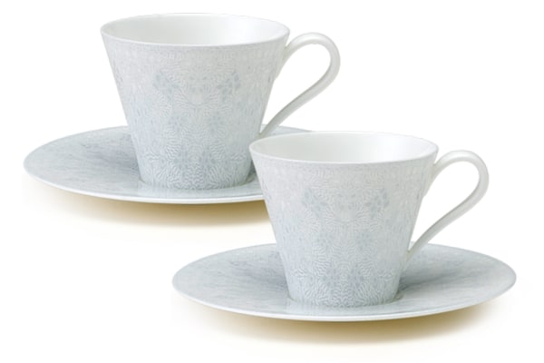 Nikko Geometric Pair Cup and Saucer Set Grey by TANGS